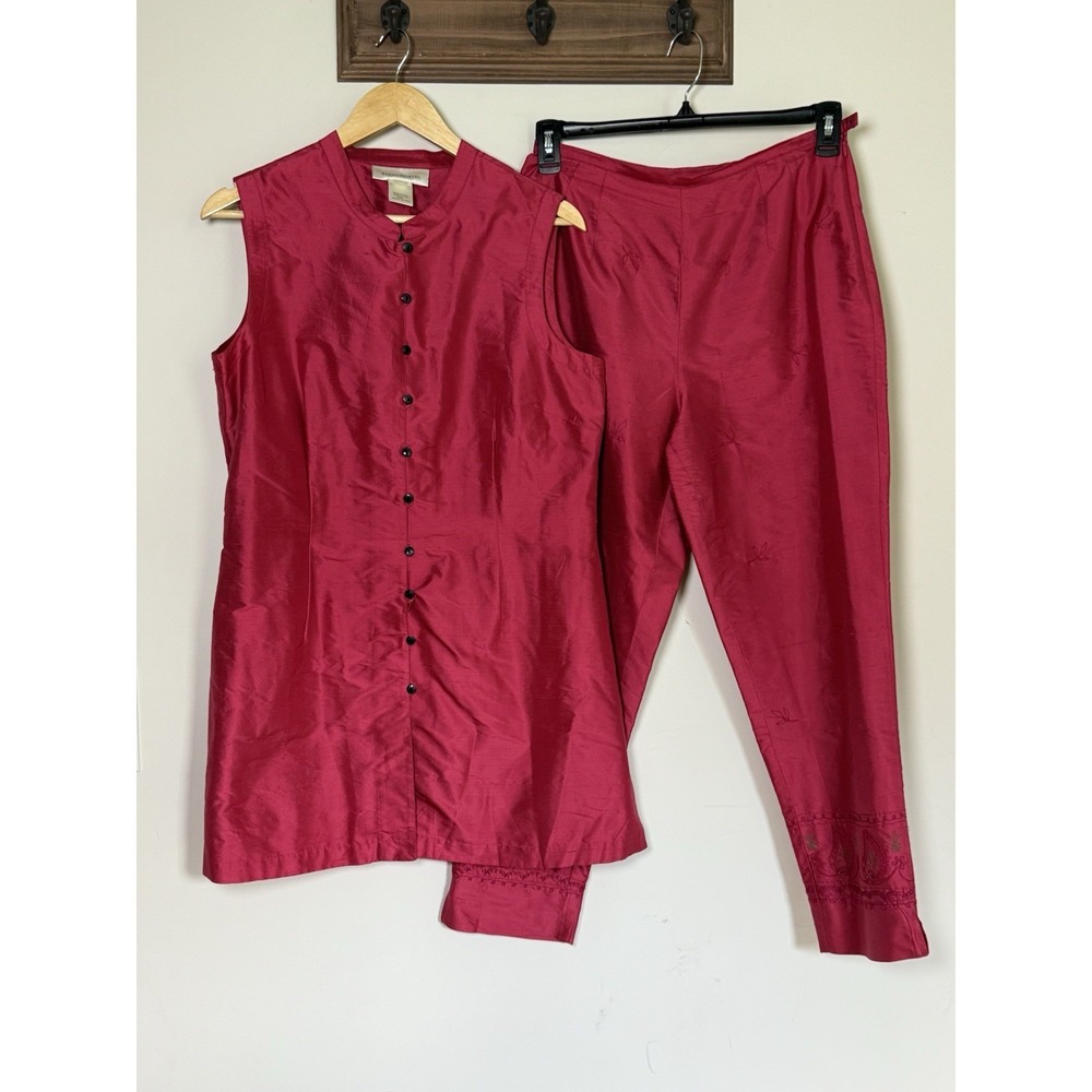 Susan Bristol Women's Sleeveless Silk Tunic Sz12, Matching Silk Pants Sz 8